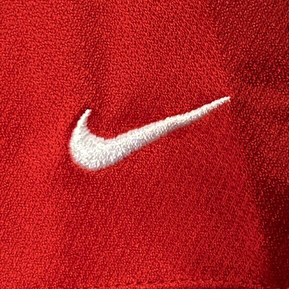 Nike Gold Mens Polo Shirt Large Very Red Company Logo White Swoosh Logo - Picture 7 of 8